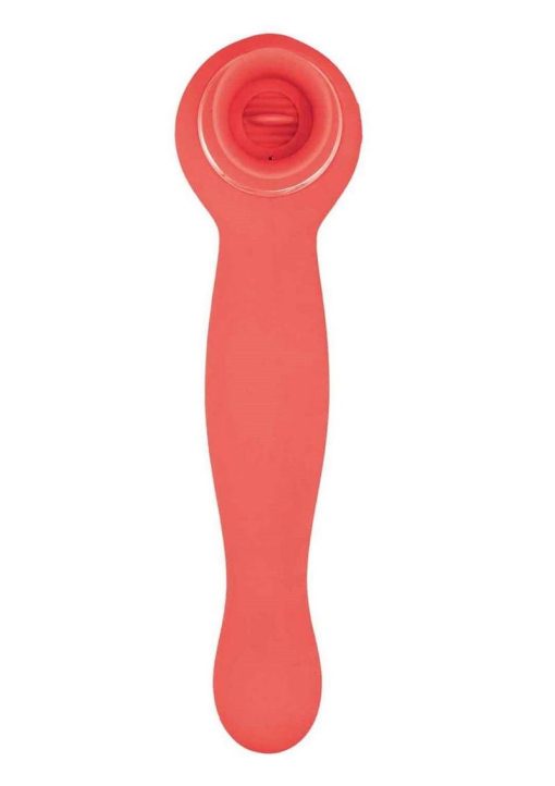 Blaze Luscious Licker Rechargeable Silicone Dual End Vibrator - Coral