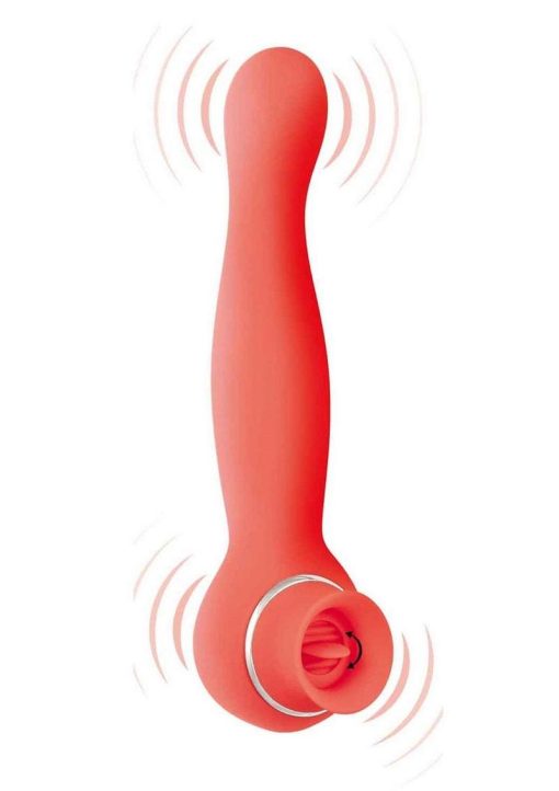 Blaze Luscious Licker Rechargeable Silicone Dual End Vibrator - Coral