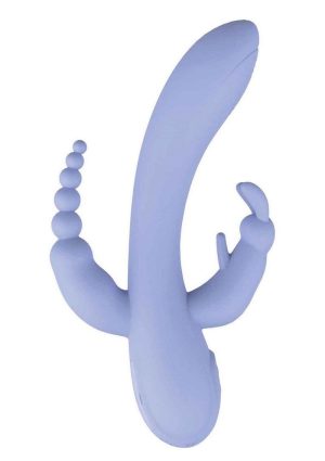 The Beat Trifecta Rechargeable Silicone Multifunction Rabbit Vibrator - Violet