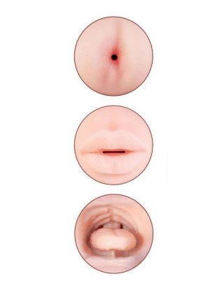 Delite Two Ways Mouth and Ass Masturbator - Vanilla/Blue