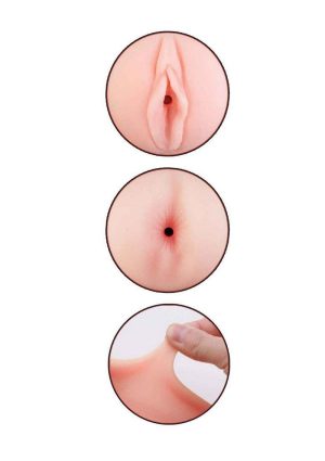 Delite Two Ways Vagina and Ass Masturbator - Vanilla/Blue