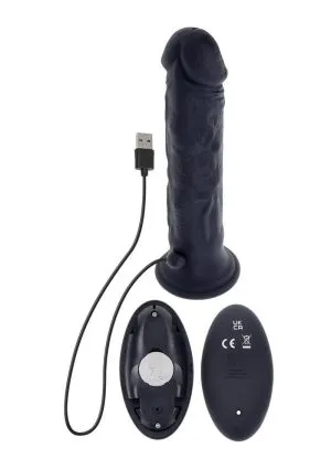 Black Thunder Rechargeable Silicone Dildo with Remote Control - Black