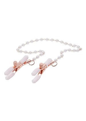 Sex and Mischief Peaches `n CreaMe Pearl Nipple Clamps - Ivory/Rose Gold