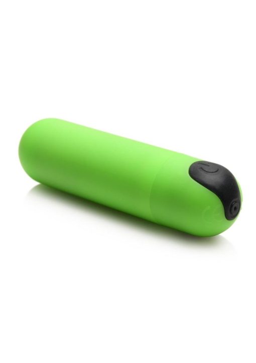 Bang! 28X Glow in The Dark Rechargeable Silicone Bullet with Remote Control - Green