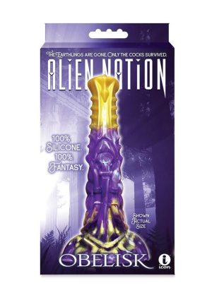 Alien Nation Obelisk Silicone Dildo - Purple/Gold