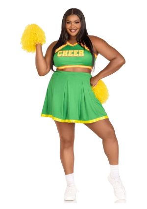 Pleated Skirt and Pom Pom (3 Piece) - 3X/4X - Green