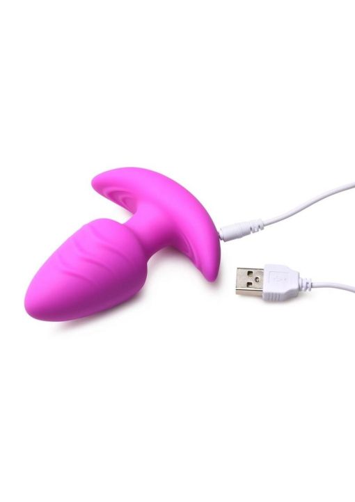 Bang! Rotating Vibrating Rechargeable Silicone Butt Plug with Remote Control - Purple