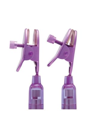 Lux Fetish Vibrating Nipple Clips Remote Control - Purple