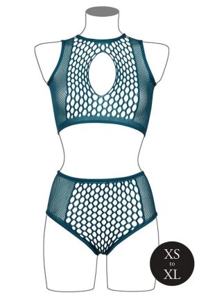 Le Desir Duo Net Key Hole Bra Set - O/S - Blue