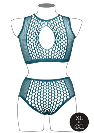 Le Desir Duo Net Key Hole Bra Set - Queen - Blue