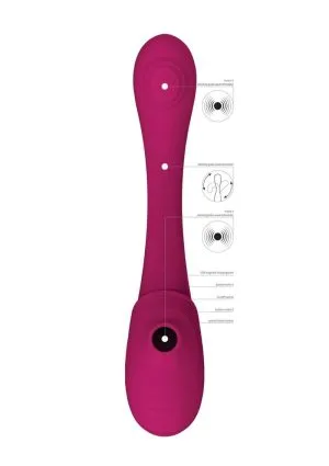 Vive MIRAI Rechargeable Silicone Dual Motor Double Ended Bendable Pulse and Air Wave Vibrator - Pink