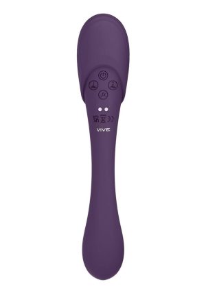 Vive MIRAI Rechargeable Silicone Dual Motor Double Ended Bendable Pulse and Air Wave Vibrator - Purple