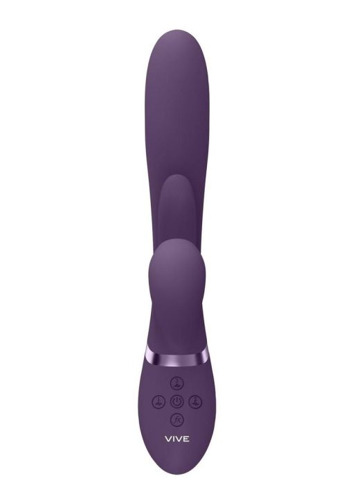 Vive KURA Rechargeable Silicone Triple Motor Thrusting G-Spot with Flapper and Air Wave Clit Stimulation Vibrator - Purple