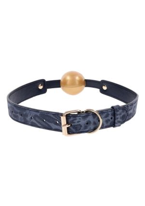Sex and Mischief Cougar Ball Gag - Navy/Gold