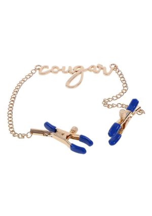Sex and Mischief Cougar Nipple Clamps - Navy/Gold