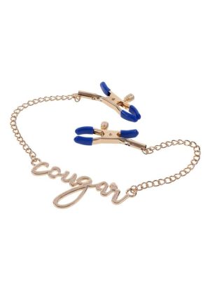 Sex and Mischief Cougar Nipple Clamps - Navy/Gold