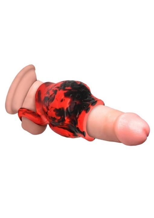Creature Cocks Hell Hound Silicone Penis Sleeve - Medium - Red/Black