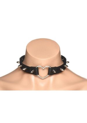 Master Series Spiked Heart Choker - Black