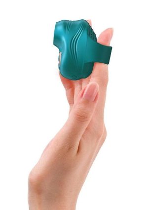 Love to Love Kisscool Rechargeable Silicone Finger Vibrator - Iridescent Teal