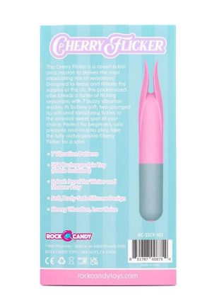 Rock Candy Cherry Flicker Rechargeable Silicone Tickler - Pink/Gray
