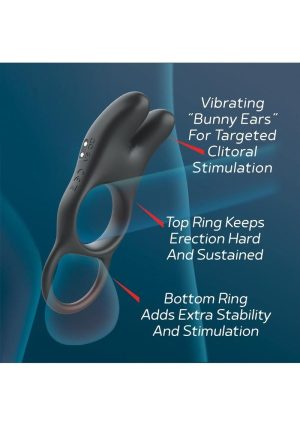 Red Dot Silicone Rechargeable Vibrating Cock Ring V1 with Remote Control - Black/Red