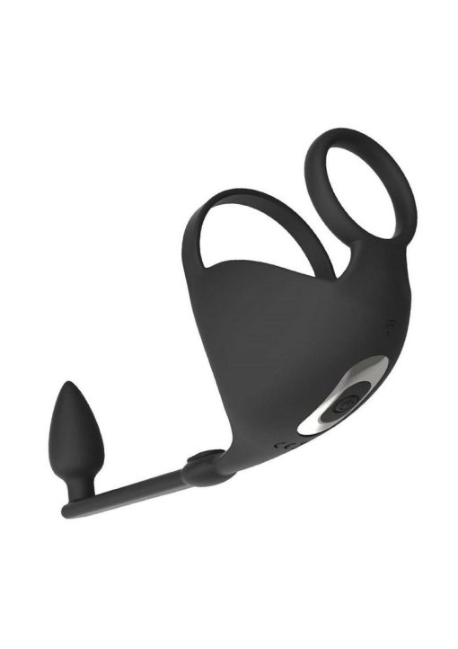 Magic Scrotum Massager Rechargeable Silicone Plug with Remote Control - Black