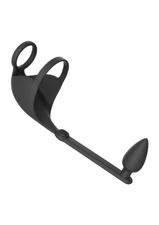 Magic Scrotum Massager Rechargeable Silicone Plug with Remote Control - Black