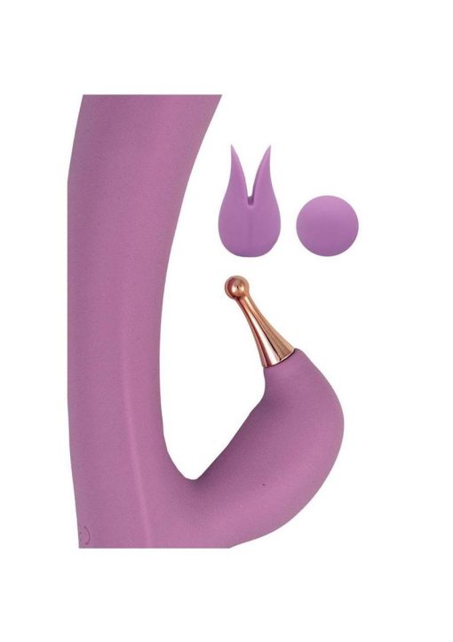Goddess Tri-Tip Rechargeable Silicone Rabbit Vibrator - Lavender