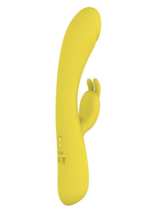 Blaze Heat Up Bunny Rechargeable Silicone Rabbit Vibrator - Yellow