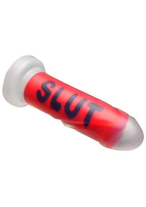 Master Series SLUT Silicone Dildo - Red/Black/Clear