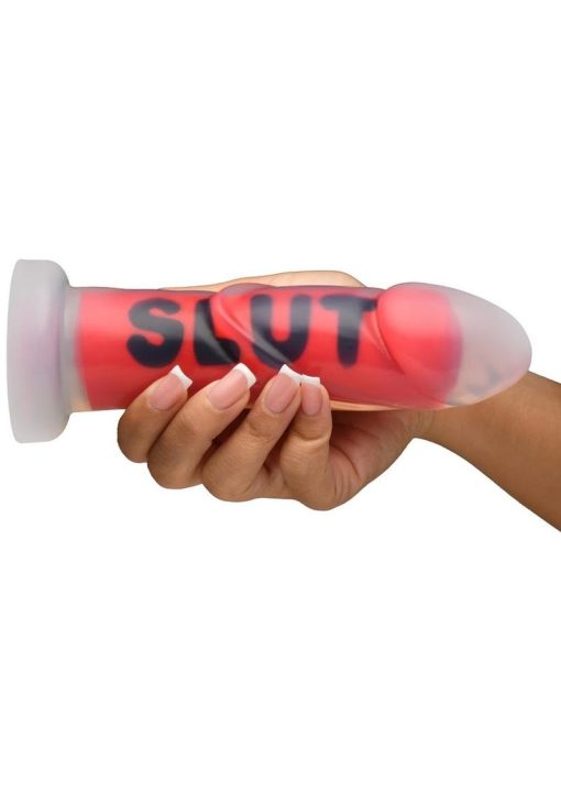Master Series SLUT Silicone Dildo - Red/Black/Clear