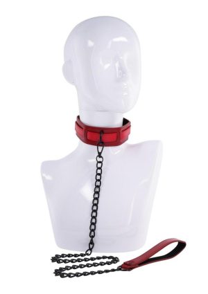 Sex and Mischief Ex`s andamp; Oh`s Collar and Leash - Red/Black