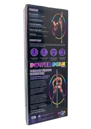Power Pole Pro Professional Portable Exercise and Dance Spinning Pole Extends Up To 9ft - Rainbow