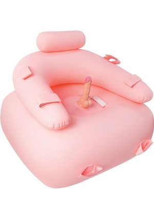 Get Down On It Inflatable Cushion with Wired Remote Control and Vibrating Silicone Dildo PlUnited StatesWrist/Leg Straps - Fuchsia