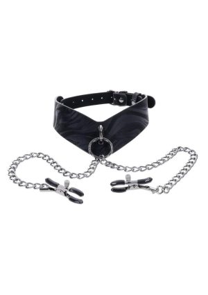 Velvet Noir Collar and Removable Clamps - Black