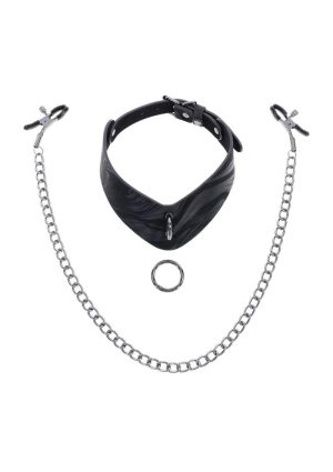 Velvet Noir Collar and Removable Clamps - Black