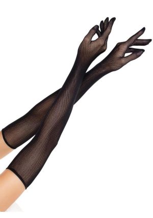 Leg Avenue Opera Length Fishnet Gloves - Black - O/S