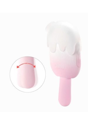 Bite Me Sucking Tapping and Vibrating Silicone Rechargeable Cream Pop Stimulator - Pink/White