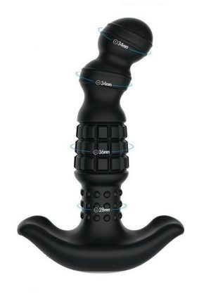 Pineapple Man Rolling Bead Vibrating Rechargeable Silicone Prostate Massager - Black