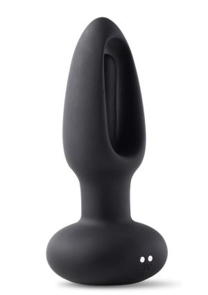 Snuggy Tapping Rechargeable Silicone Prostate Massager Butt Plug Anal Vibrator - Black