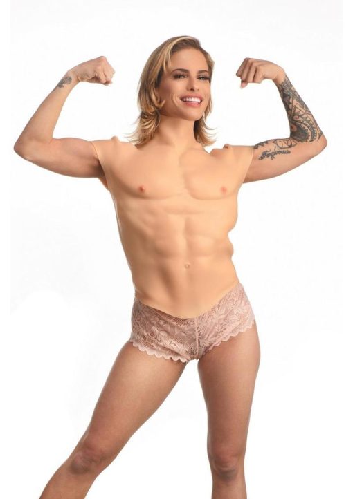 Master Series Ripped Silicone Male Chest Shirt - Medium - Vanilla