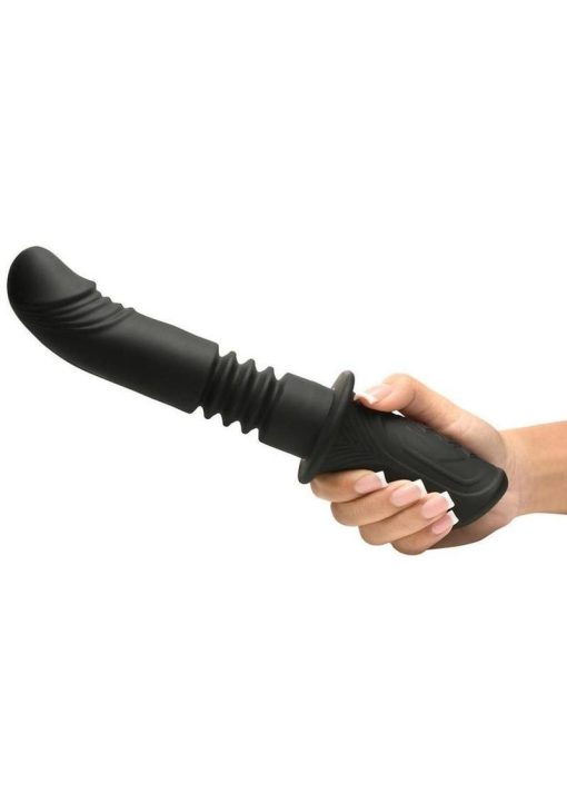 Master Series Power Thrust Rechargeable Thrusting Silicone Vibrator - Black