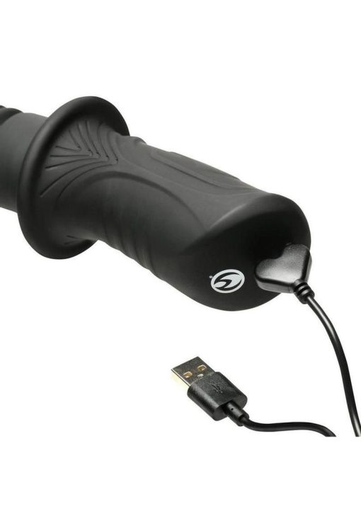 Master Series Power Thrust Rechargeable Thrusting Silicone Vibrator - Black