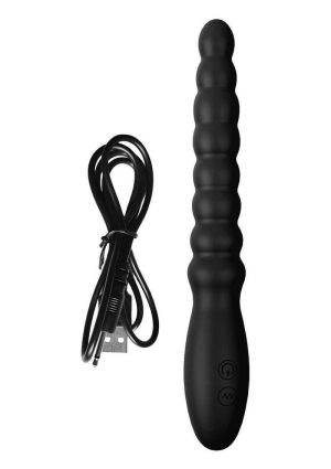 Ass-Sation Magic Wand Rechargeable Silicone Anal Vibrator - Black