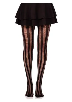 Leg Avenue Net and Opaque Striped Tights - Black - O/S