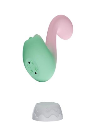 Play With Me Melody Rechargeable Silicone Dual-End Vibrator - Pink/Green