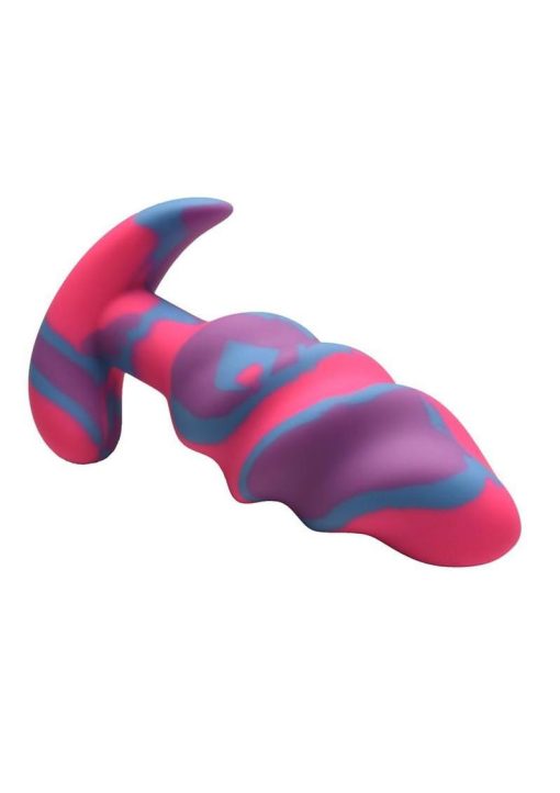 Creature Cocks Unicorn Swirl Silicone Butt Plug - Medium - Multicolor