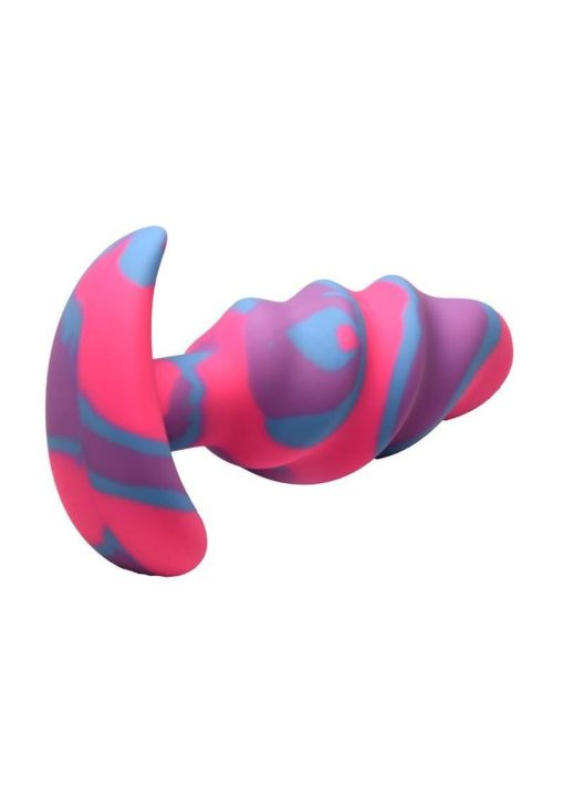 Creature Cocks Unicorn Swirl Silicone Butt Plug - Medium - Multicolor