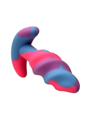 Creature Cocks Unicorn Swirl Silicone Butt Plug - Small - Multicolor