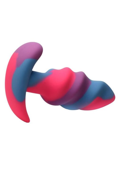 Creature Cocks Unicorn Swirl Silicone Butt Plug - Small - Multicolor